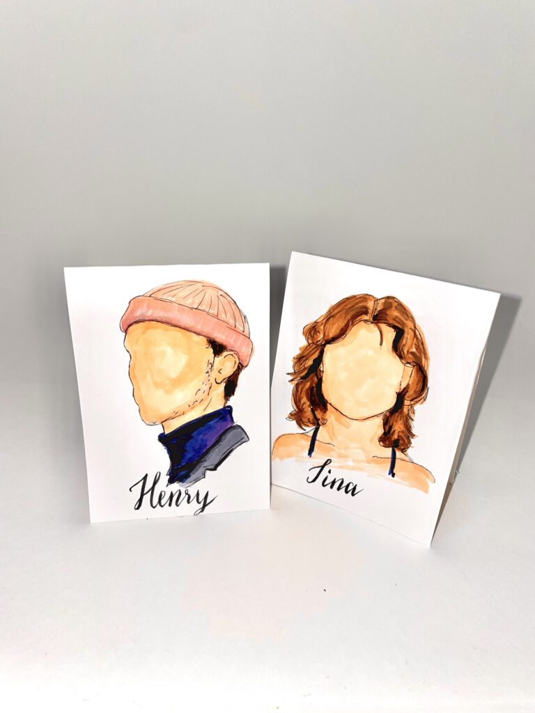 Elegante Sitzplatzkarte Braut und Bräutigam