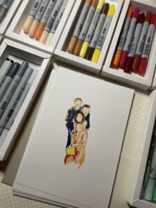 Künstler zeichnet Gäste live