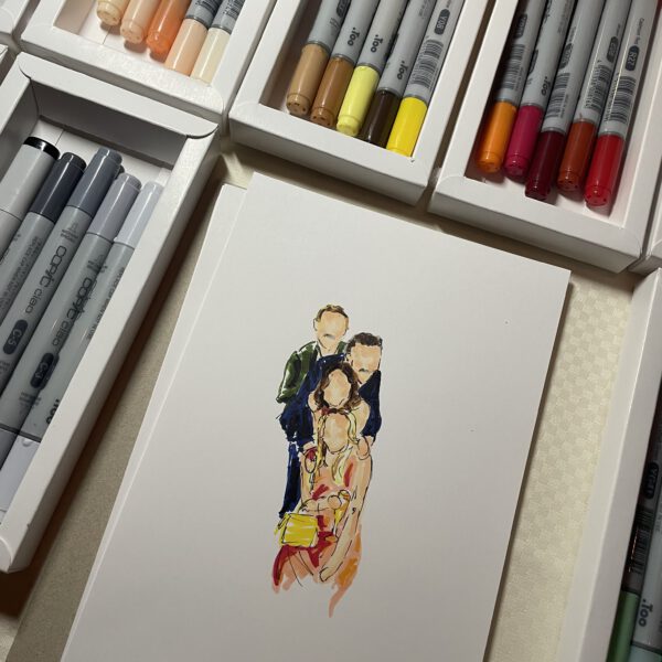 Künstler zeichnet Gäste live