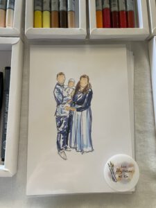 Künstler zeichnet Gäste live