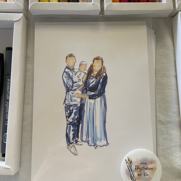 Künstler zeichnet Gäste live