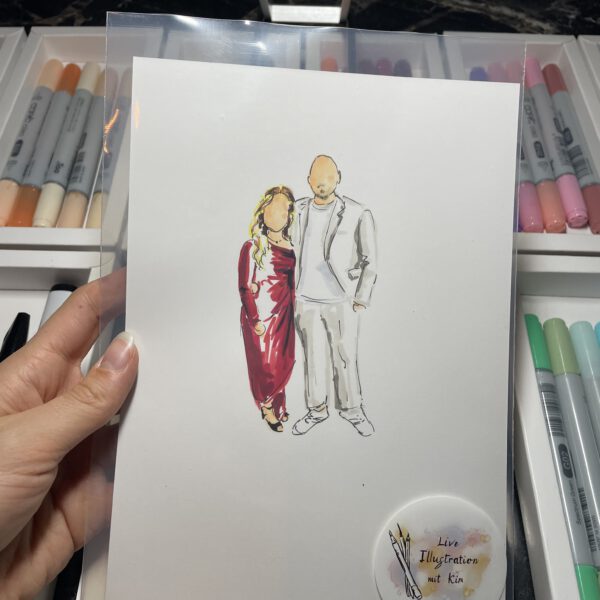 Künstler zeichnet Gäste live