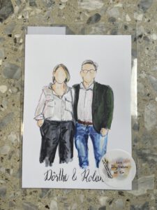 Künstler zeichnet Gäste live