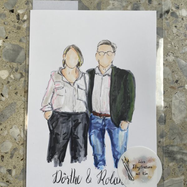 Künstler zeichnet Gäste live